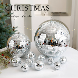 Cross-Border Christmas Mirror Ball Christmas Scene Layout Holiday Party Props Laser Stage Laser Ball Ornaments