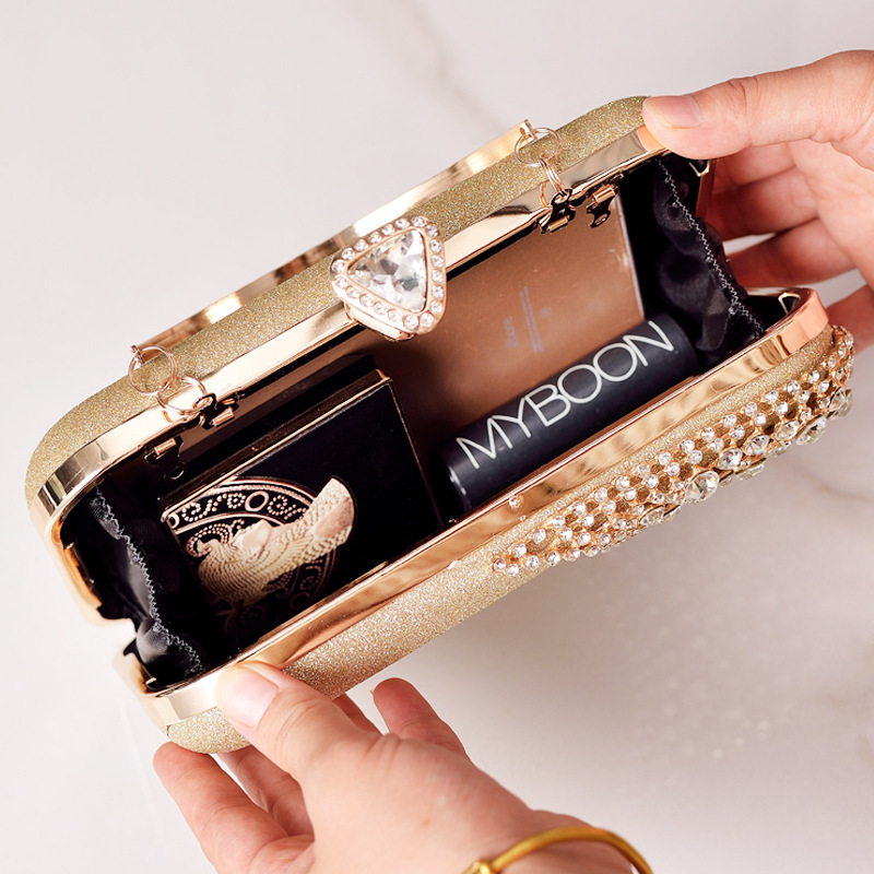 Venta caliente bolso de noche incrustado en diamantes negro elegante vestido bolsa boda mamá embrague cheongsam bolso de noche transfronterizo bolso de las mujeres