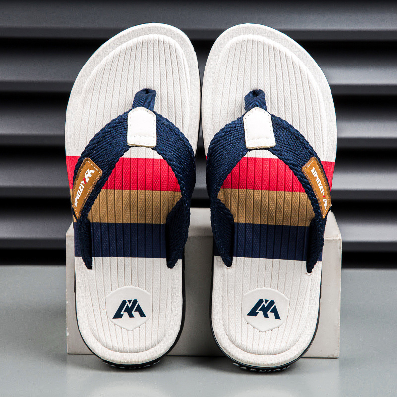 Cool Road Straight Internet Popular Sandals and Slippers Rubber Wear-resistant Flip-flops Trendy All-match Beach Shoes Men's Outdoor Slippers for Summer
