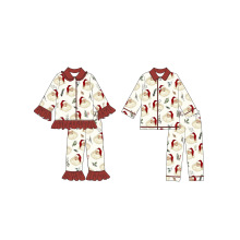 亚马逊外贸儿童翻领睡衣圣诞节圣诞老人牛奶丝男孩女孩套装