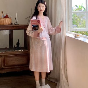 [88130] in stock cotton monthly clothing autumn and winter pregnant women postpartum pregnancy breastfeeding skirt feeding robe