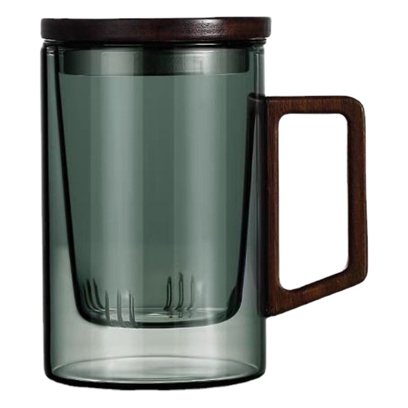 Taza de té de vidrio borosilicato taza de agua resistente al calor de la Oficina de los hombres taza de té de separación de té