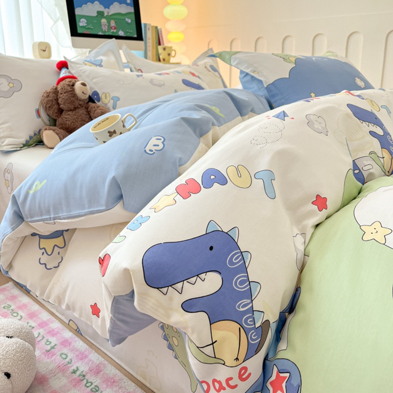 纯棉小清新斜纹印花多规格单被套全棉卡通枕套学生宿舍单被罩代发