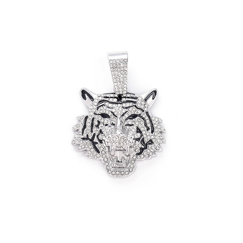 Collar Cubano con Colgante de Tigre 3D en Aleación Estilo Europeo y Americano, Joyería Moderna y Exclusiva para Hombre, Tendencia Hip-Hop