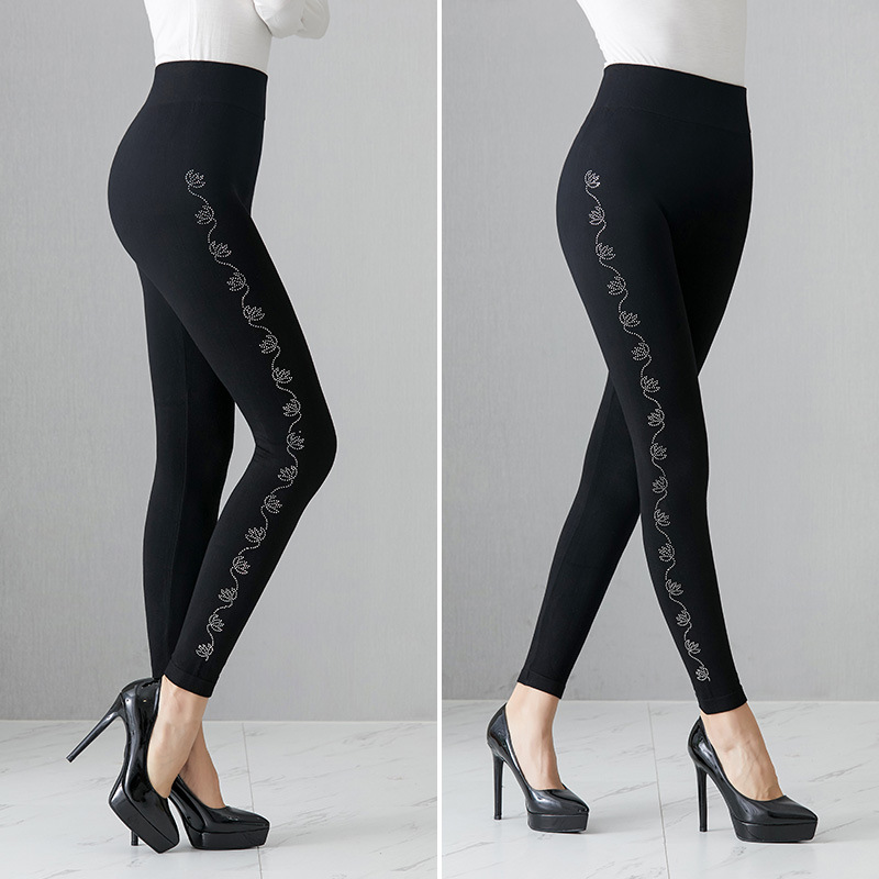 Otoño e Invierno modal forrado de lana extra grande más tamaño leggings grasa MM200 kg perforación en caliente pantalones hasta el tobillo al por mayor image 15