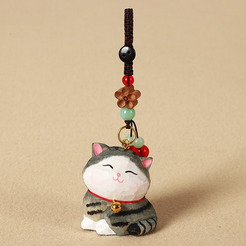 목각 큰 사향 고양이 - 복숭아 나무 매화 스타일