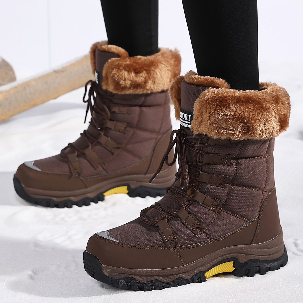 Botas de algodón de invierno para mujeres al aire libre más vello grueso calentamiento botas de nieve de comercio exterior zapatos de mujer de tamaño grande image 18