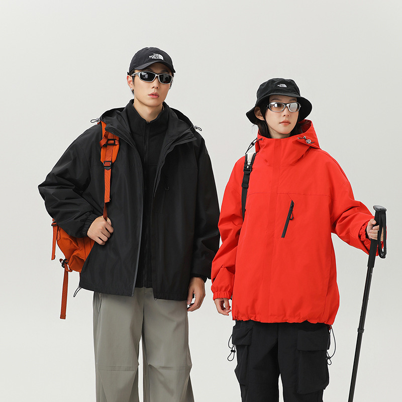 OOTD户外三合一冲锋衣秋冬防水防风保暖可拆卸男女款百搭休闲外套|undefined