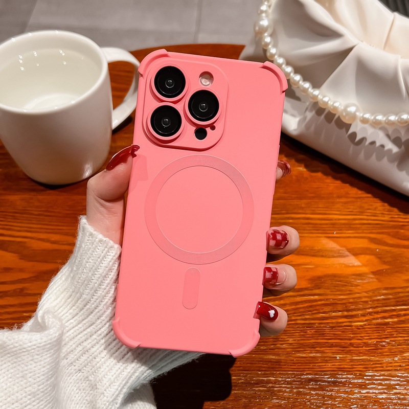 Funda para teléfono móvil iPhone 17 PRO, con airbag líquido, succión magnética en las cuatro esquinas, película protectora para la lente de Apple 14, funda protectora de cobertura total