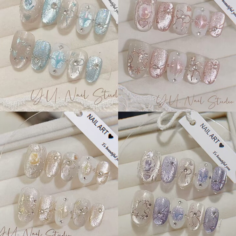 2025 Spring and Summer New Yellow Pink Blue Cat Simi Wear Armor Simi Gold-plated Cute Nail Art Patch 2025 Spring and Summer New Yellow Pink Blue Cat Simi Wear Armor Simi Gold-plated Cute Nail Art Patch