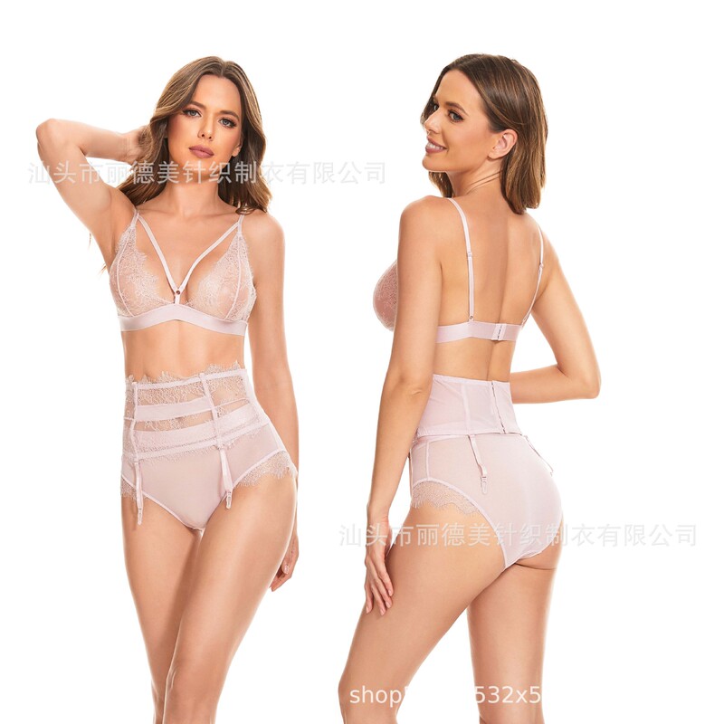 European and American Ladies Wedding Decoration Underwear Transparent Unpadded Sexy Lingerie Set Mesh Women's Sexy Wedding Lingerie