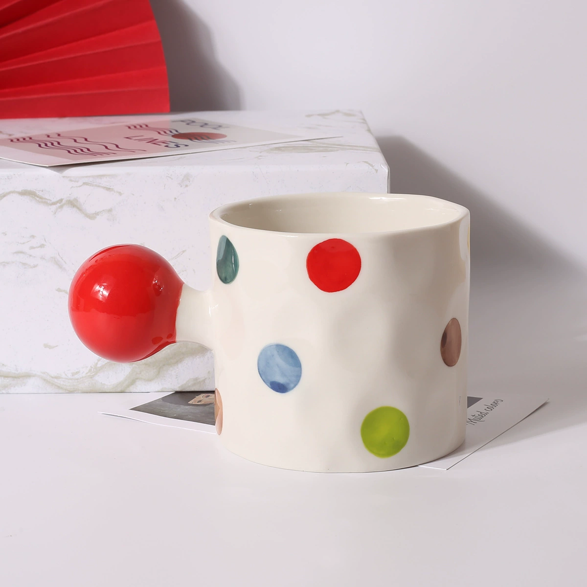 Керамическая чашка Mark Cup с цветными волнистыми точками, креативная круглая чашка для дома, стакан для фруктового сока, чашка для завтрака для девочек, высокая номинальная стоимость