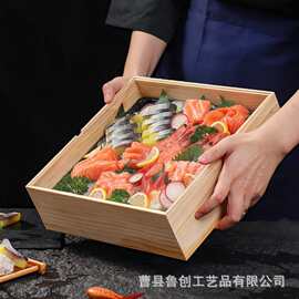 亚克力透明日式木制带盖刺身盒子寿司打包盒实木盒料理餐盒外卖盒