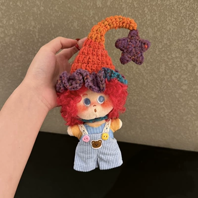 Pluş açarlıqlar Curly Hair Plush Doll - witch-hat-red-explosion-accessory-hat-color-is-random