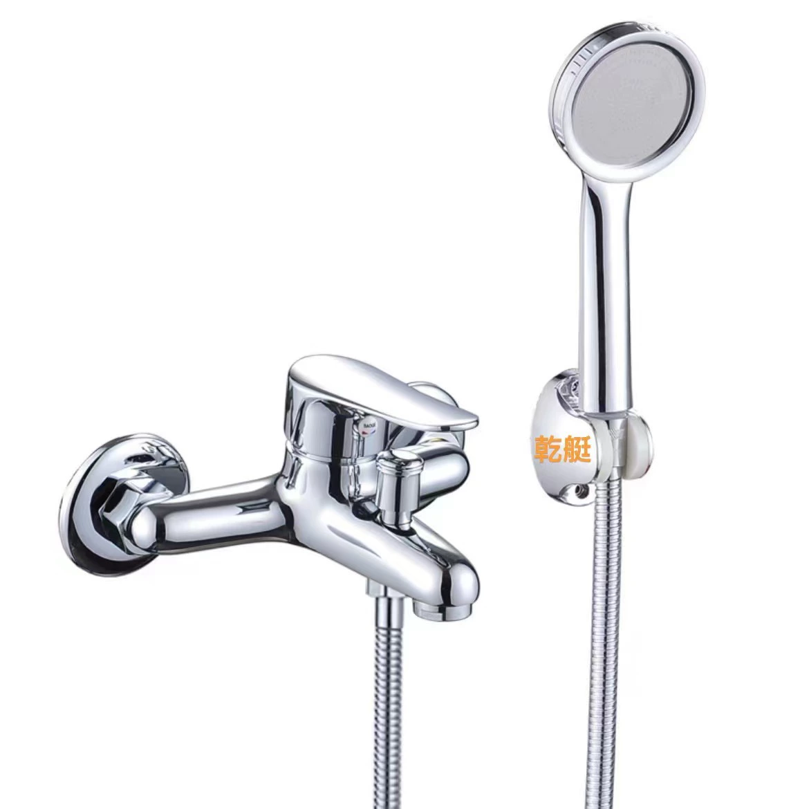 Copper bathtub Sanlian Large Cold and Hot Water Valve Copper Shower Sanlian Set Dark Installed Bathwater Water Large