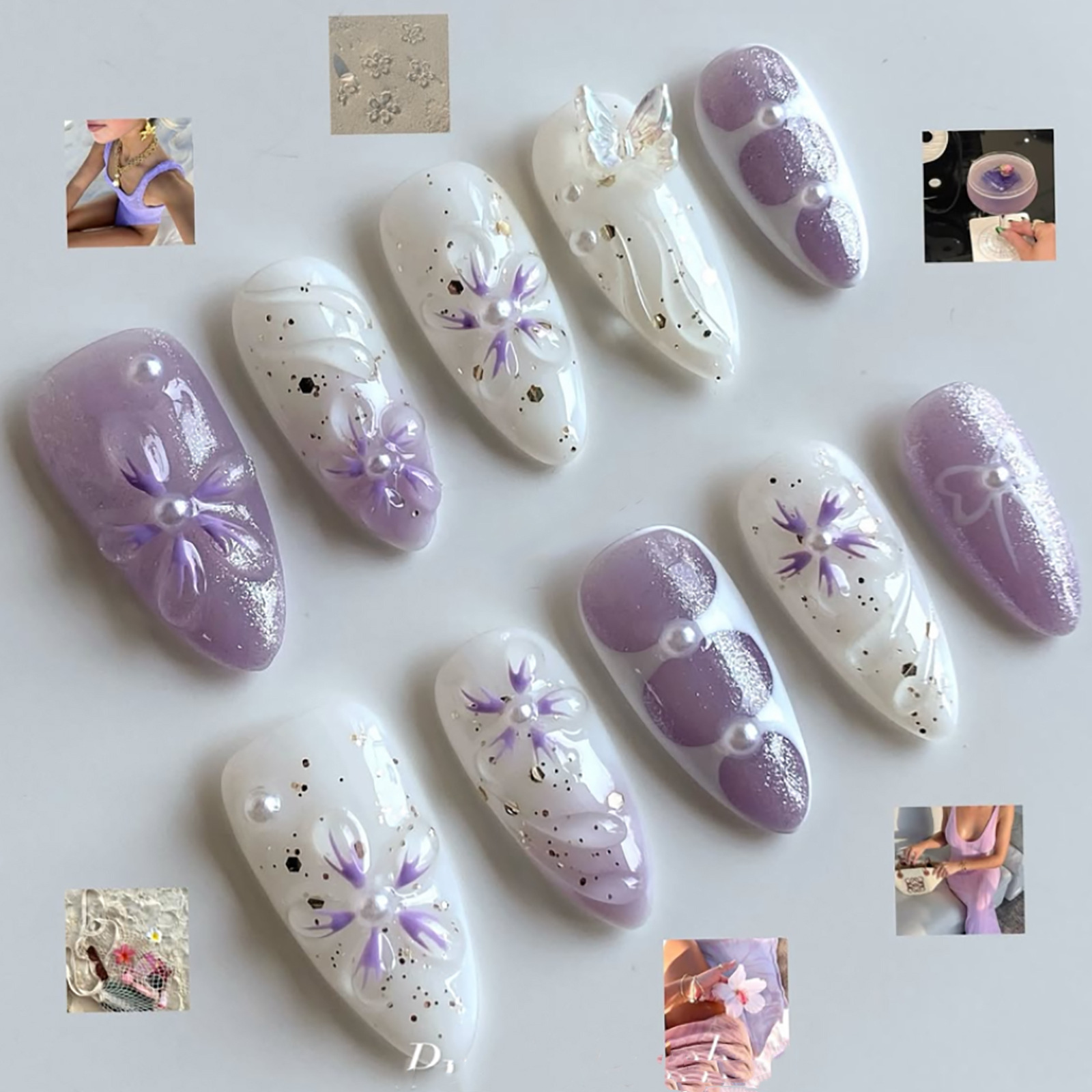 Three dimensional fake nails