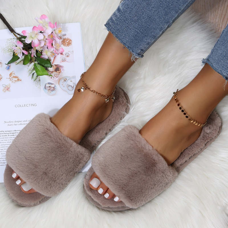 Velvet Plush Open-Toe Closed-Toe Autumn Indoor Lightweight Cushioned Memory Foam Breathable Indoor Shoes House Shoes_voghion.com