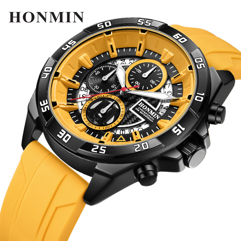 HONMIN Brand Watch Outdoor Casual Men's Watch Multifunctional Quartz Watch Luminous Waterproof Large Dial Watch for Men