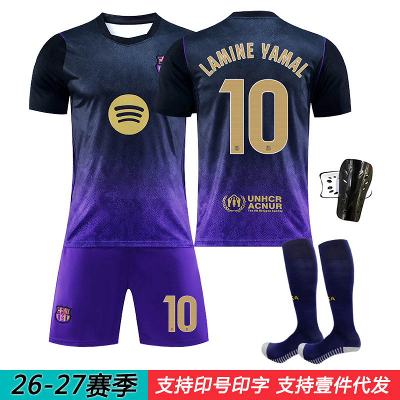 26-27 Barcelona away jersey 10 Yamal 11 Raphinha Kobe co-branded football kit 5 Kubaishi