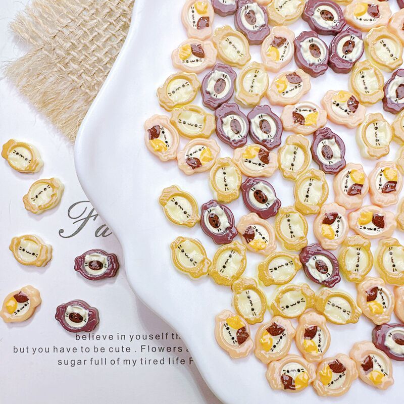 New cartoon food toy series nail art accessories, cute Hello Kitty toast and taiyaki nail studs, resin accessories