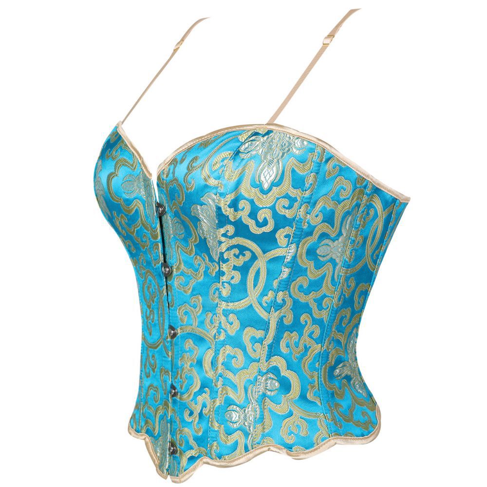 Europa y América correa de hombro azul delgada hebilla delantera de soporte de pecho apretado hueso de pescado cortes de cuerpo de mujer camisa transfronteriza