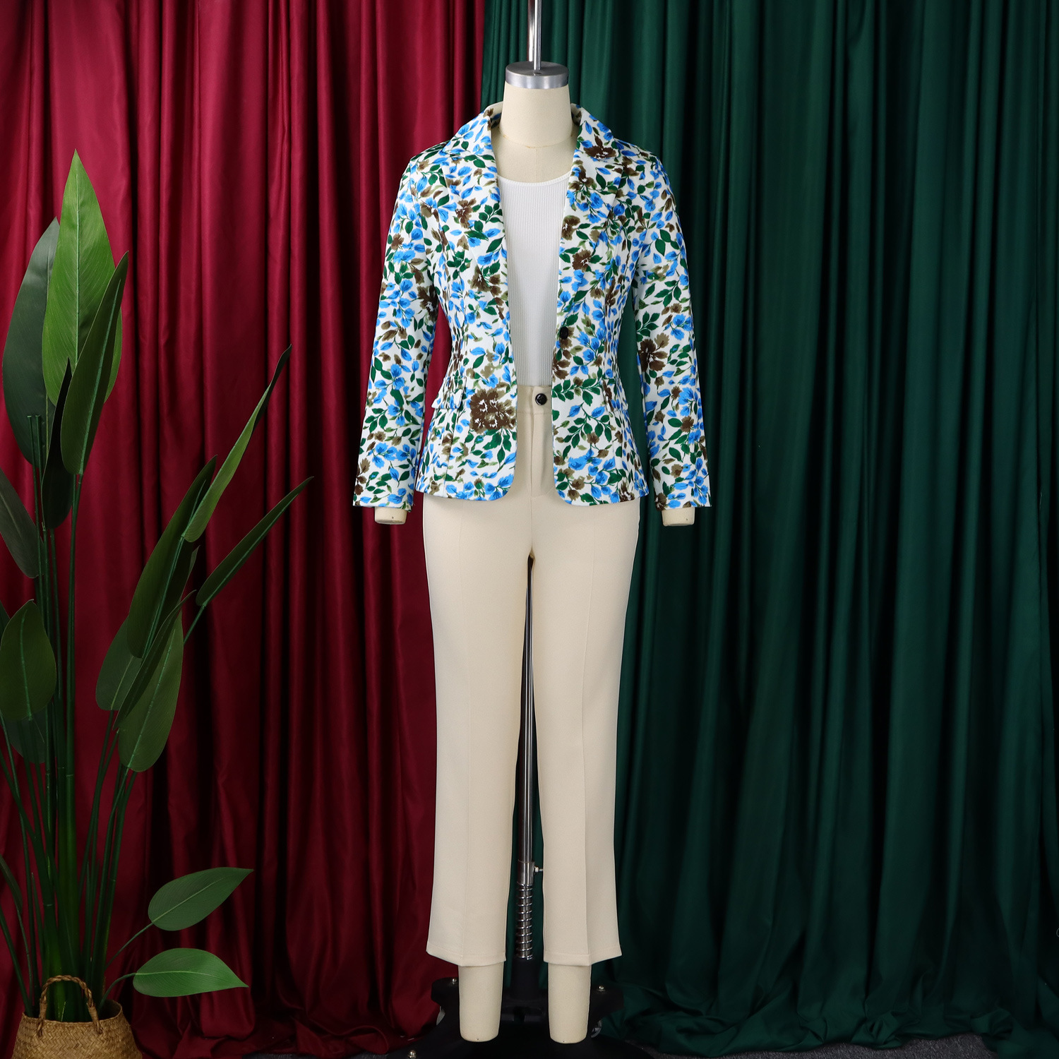 Women's Clothing Women's Fashion Printed Suit Jacket And Slim Fit Pants Two Piece Casual African Style Clothing Set_ecoleips.com