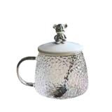 Vaso de Agua de Vidrio Little Bear Mark, Vaso de Vidrio Resistente al Calor para el Hogar, Vaso con Asa Martillada, Vaso para Desayuno, Impresión de Logotipo