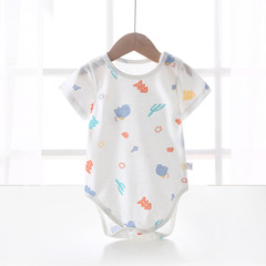 嬰兒連體衣夏季三角哈衣短袖純棉包臀新生衣服男女爬服寶寶包屁衣