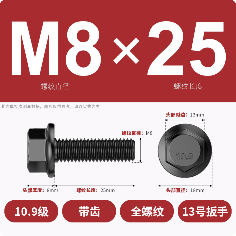 8.9段外六角フランジ面ねじ高強度GB5789プラスキャップ付マット付歯付ボルトM6M8-M20|undefined