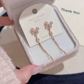 蝴蝶水滴吊坠长款流苏耳钉轻奢小众高级感S925银针精致气质耳钉
