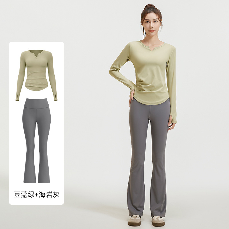 Juyitang traje de yoga con cuello en v de otoño
