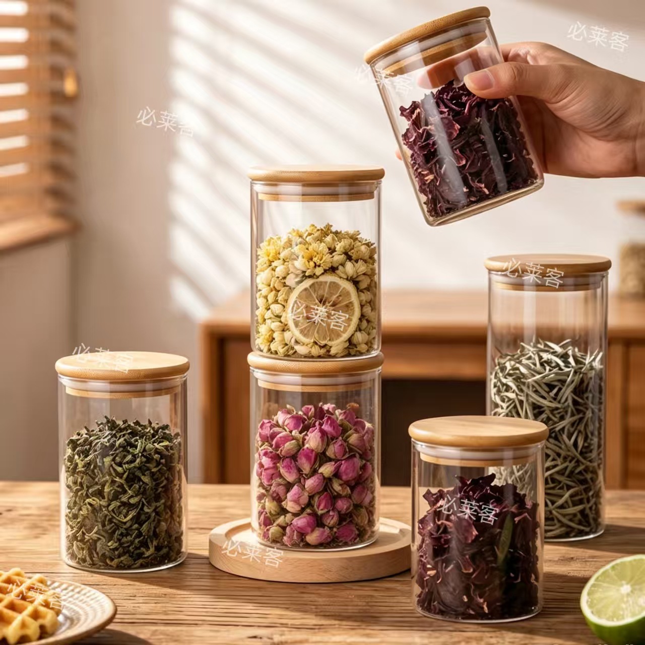 Tanque de vidrio sellado de grado alimenticio latas de té domésticas granos a prueba de humedad almacenamiento de bocadillos transparentes botellas vacías almacenamiento frascos