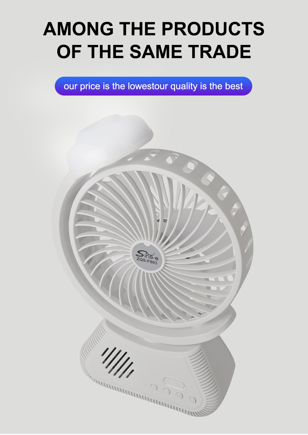 ZQS-F803 New USB Charging Desktop Fan Bluetooth Audio Outdoor Camping Night Light_voghion.com