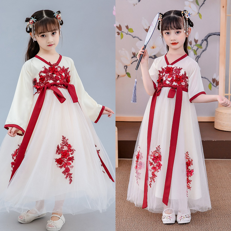 儿童汉服女童春秋中国风小女孩古装连衣裙超仙女洋气宝宝襦裙童装