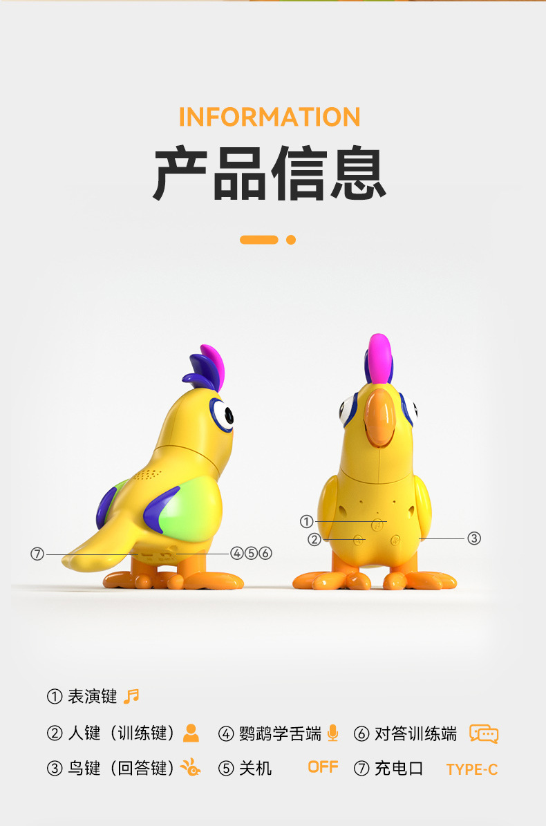An AI voice dialogue companion AI mischievous parrot robot that can talk and dance for early education undefined