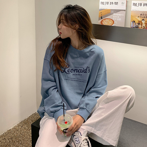 Harajuku style sweatshirt for women ins Korean style loose casual OVER top Hong Kong style bottoming shirt student women's fashion wholesale