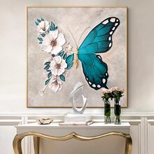 大芬村油画轻奢餐厅装饰画北欧金箔画客厅壁画现代简约玄关挂画