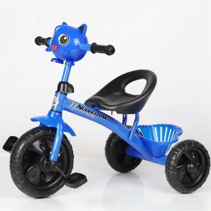 Triciclo Infantil con Pedales y Empuje Tubo de Hierro Empuje de mano, Cesto de almacenamiento para Niños