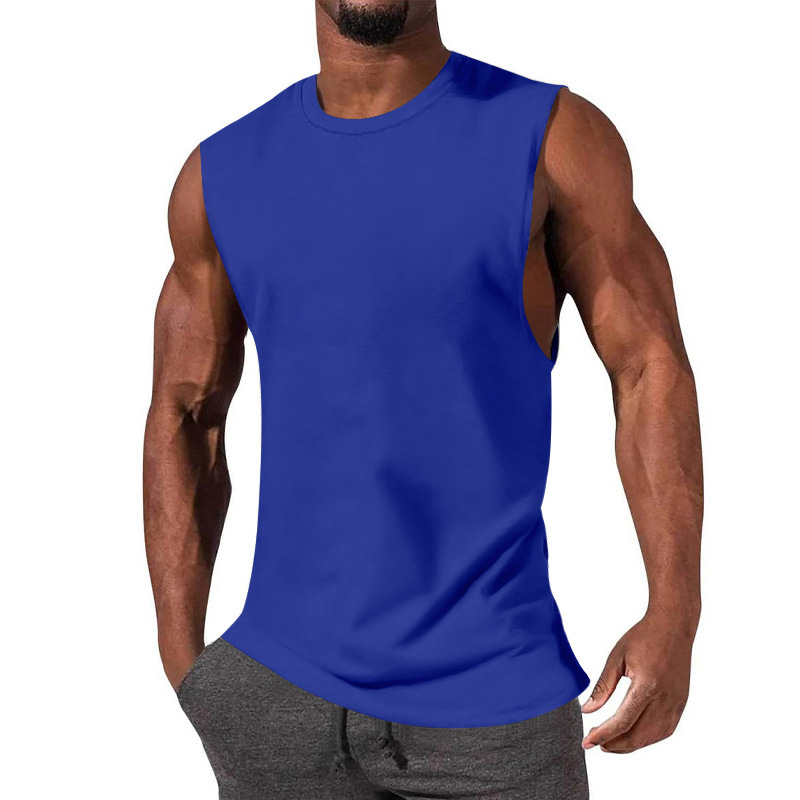 2024 New T-shirt Muscle Sports Casual Sleeveless Solid Men's Top Sweetheart_vogarts.com