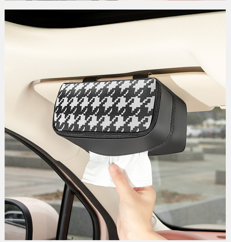 Creative Car Tissue Box INS Camellia Simple Leather Car Interior