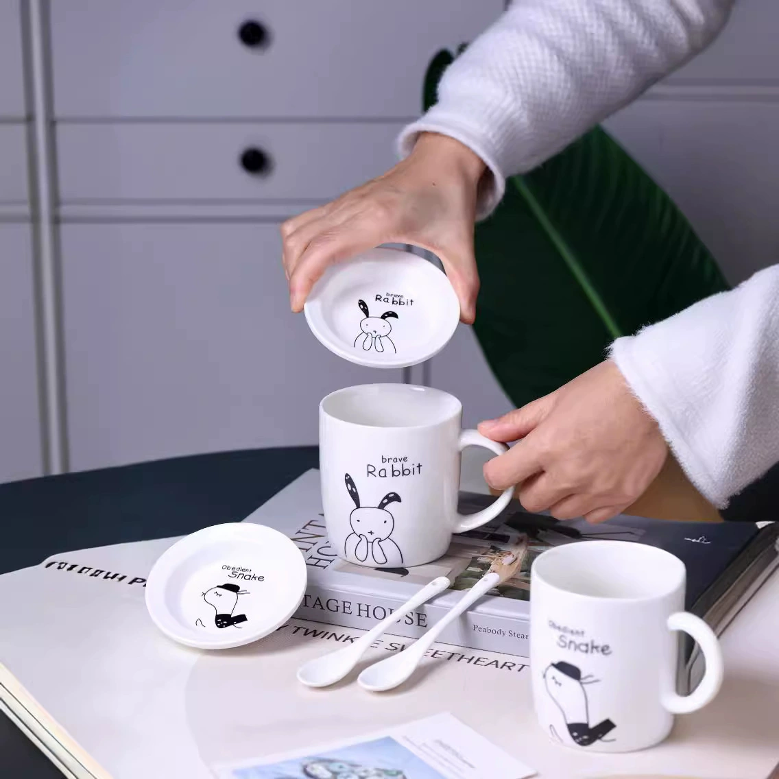 Креативная кружка Twelve Zodiac Mark Cup Cartoon Stick Figure керамическая чашка для завтрака офисная чашка для кофе и молока с крышкой