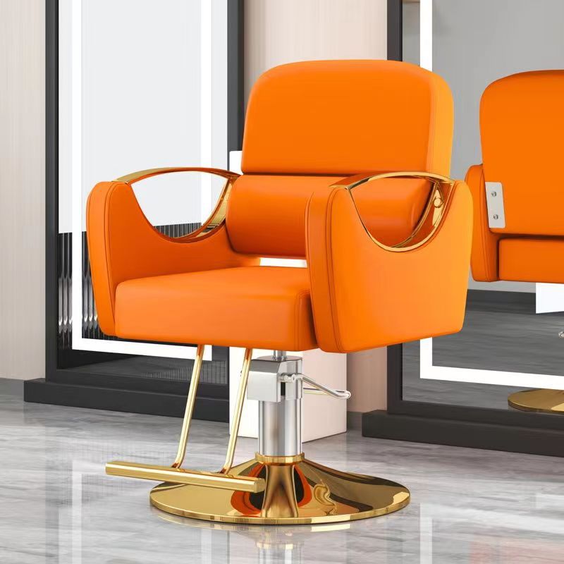 Silla de peluquería, peluquería, barbería, asiento giratorio, silla de corte de pelo simple de acero inoxidable, silla elevadora de afeitado inclinable