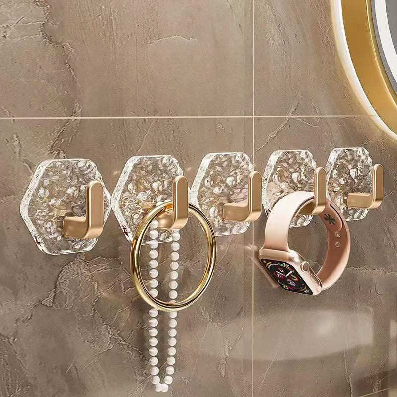 High-end adhesive hooks, no drilling required, creative acrylic adhesive hooks for behind the door, bathroom, dormitory, self-adhesive High-end adhesive hooks, no drilling required, creative acrylic adhesive hooks for behind the door, bathroom, dormitory, self-adhesive