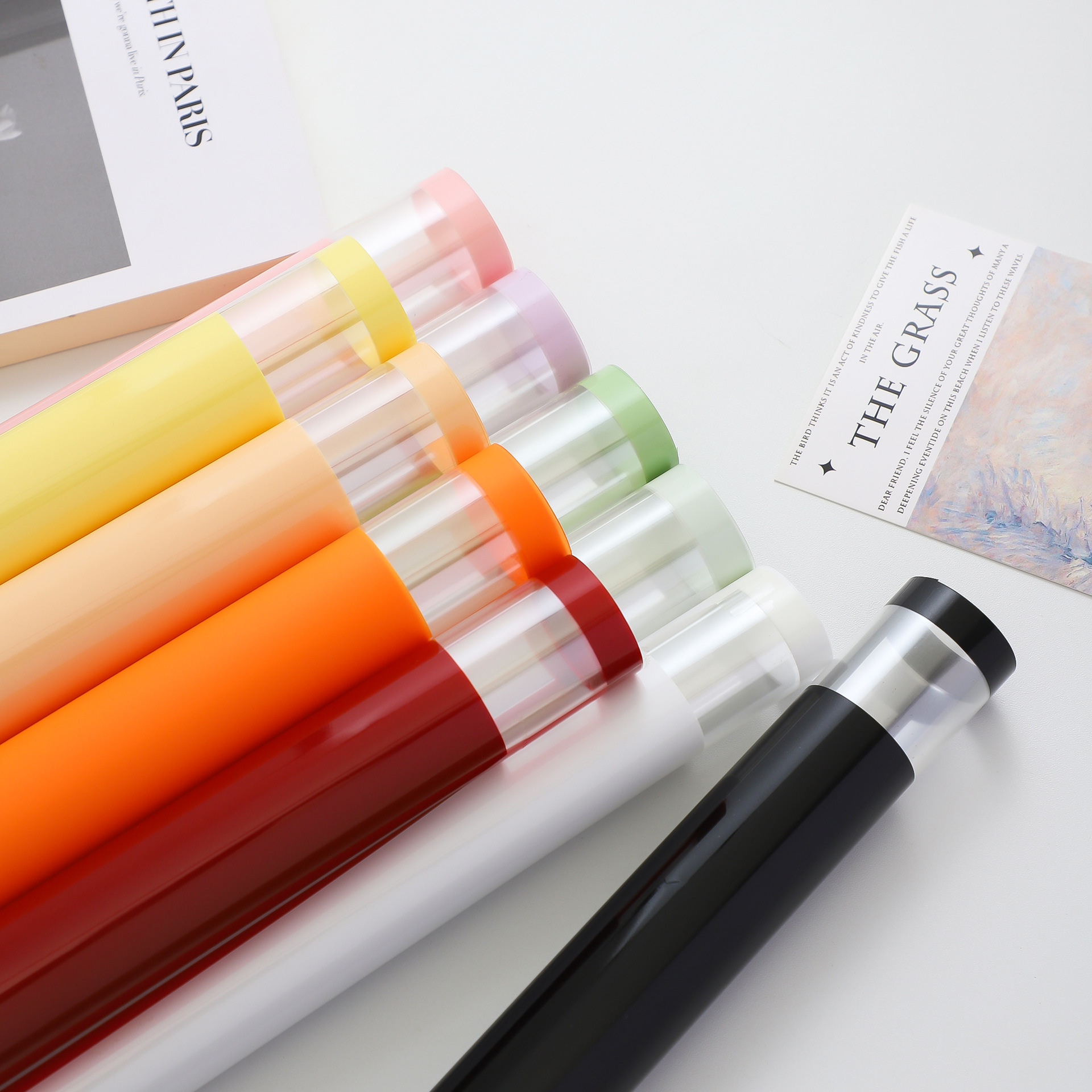 丽之然新款边框透明OPP玻璃纸简框简约防水花艺花束包装纸