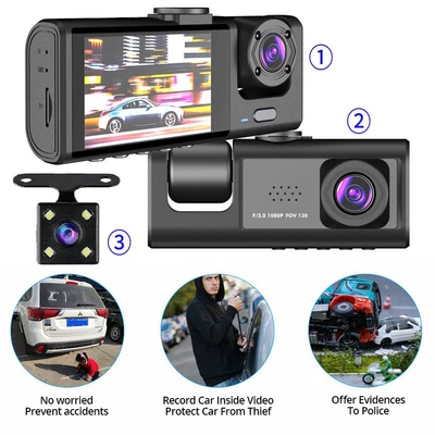 Three-Lens Car Dashcam, New – Driving recorder