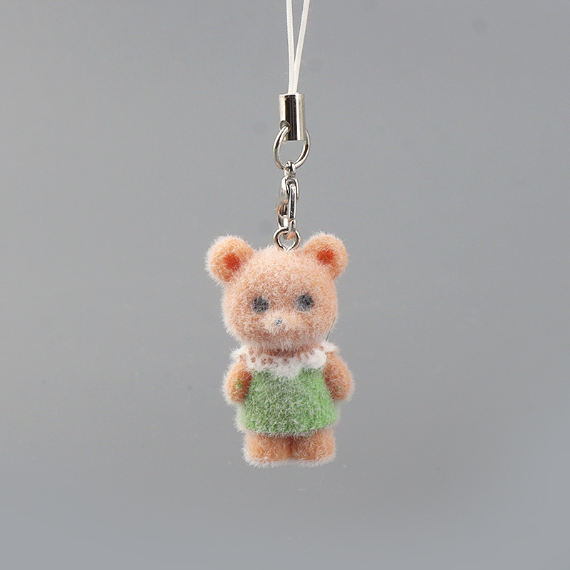 植毛ペンダント 森の動物家族 かわいい立体子犬ペンダント キーホルダー キーホルダー バッグペンダント|undefined