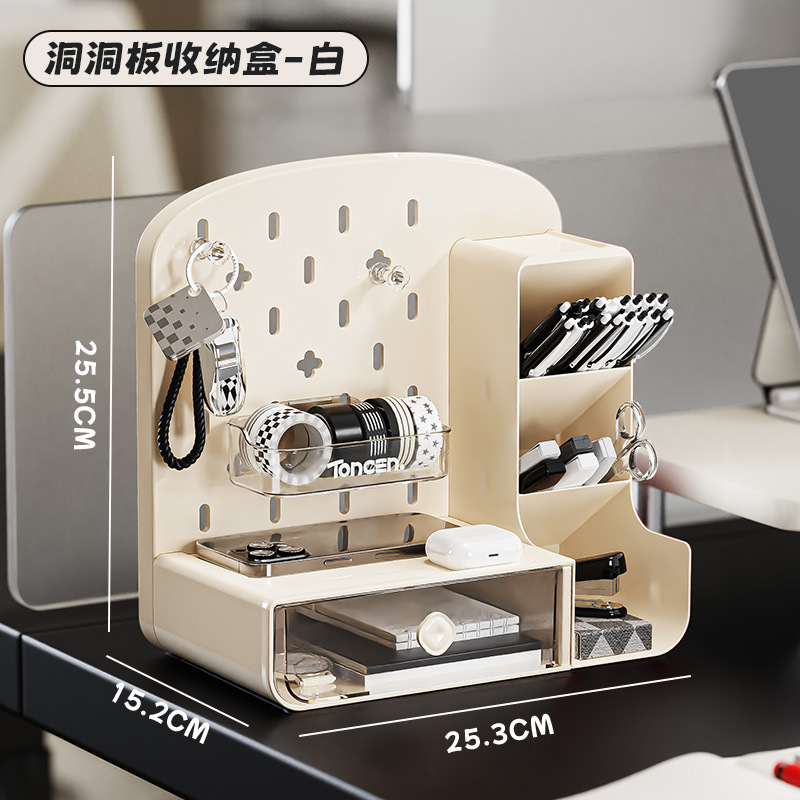 Caja de almacenamiento de escritorio personalizada agujero placa agujero tipo cajón bolígrafo de estudiante estante de almacenamiento doméstico acrílico caja de escritorio