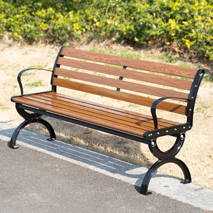 Park Chair Outdoor Bench Outdoor Bench Courtyard Leisure Seat Zinc Aluminum Alloy Anti-Corrosion Solid Wood Plastic Wood Iron Art