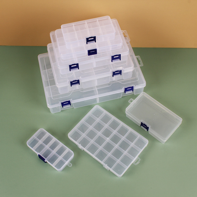 Transparent plastic 24-grid jewelry storage box electronic components accessories box classification Plaid jewelry box small parts box