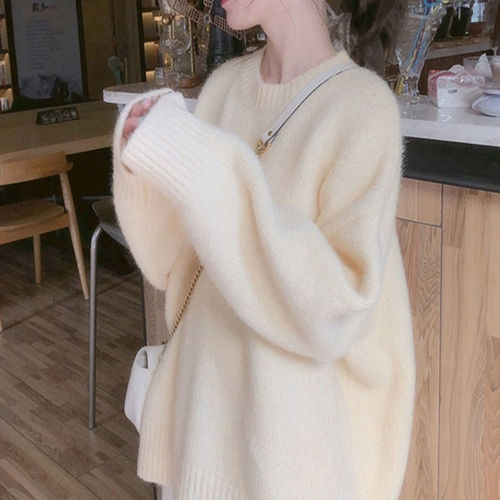 This year's popular best-selling women's autumn and winter new milk cute casual warm lazy style inner knitting sweater